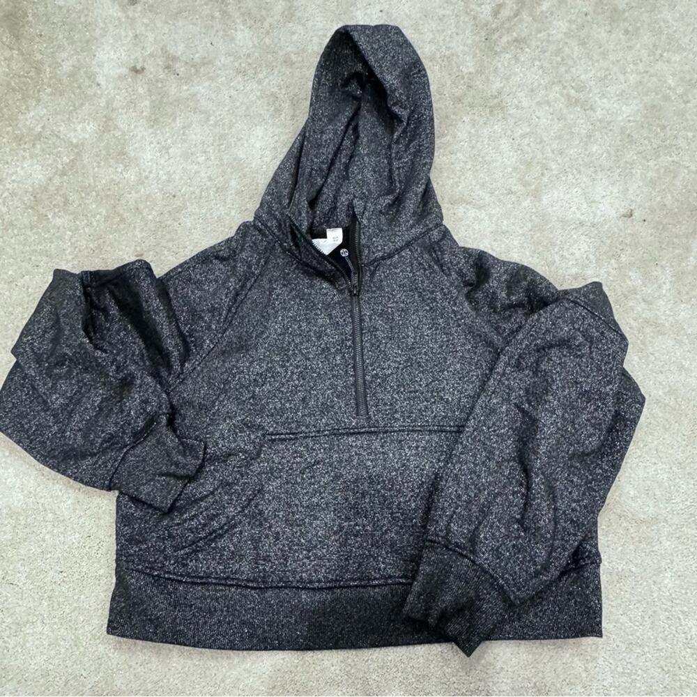 Lululemon Black/Silver Metallic Scuba Oversize Half-zip Hoodie, size XS/S
